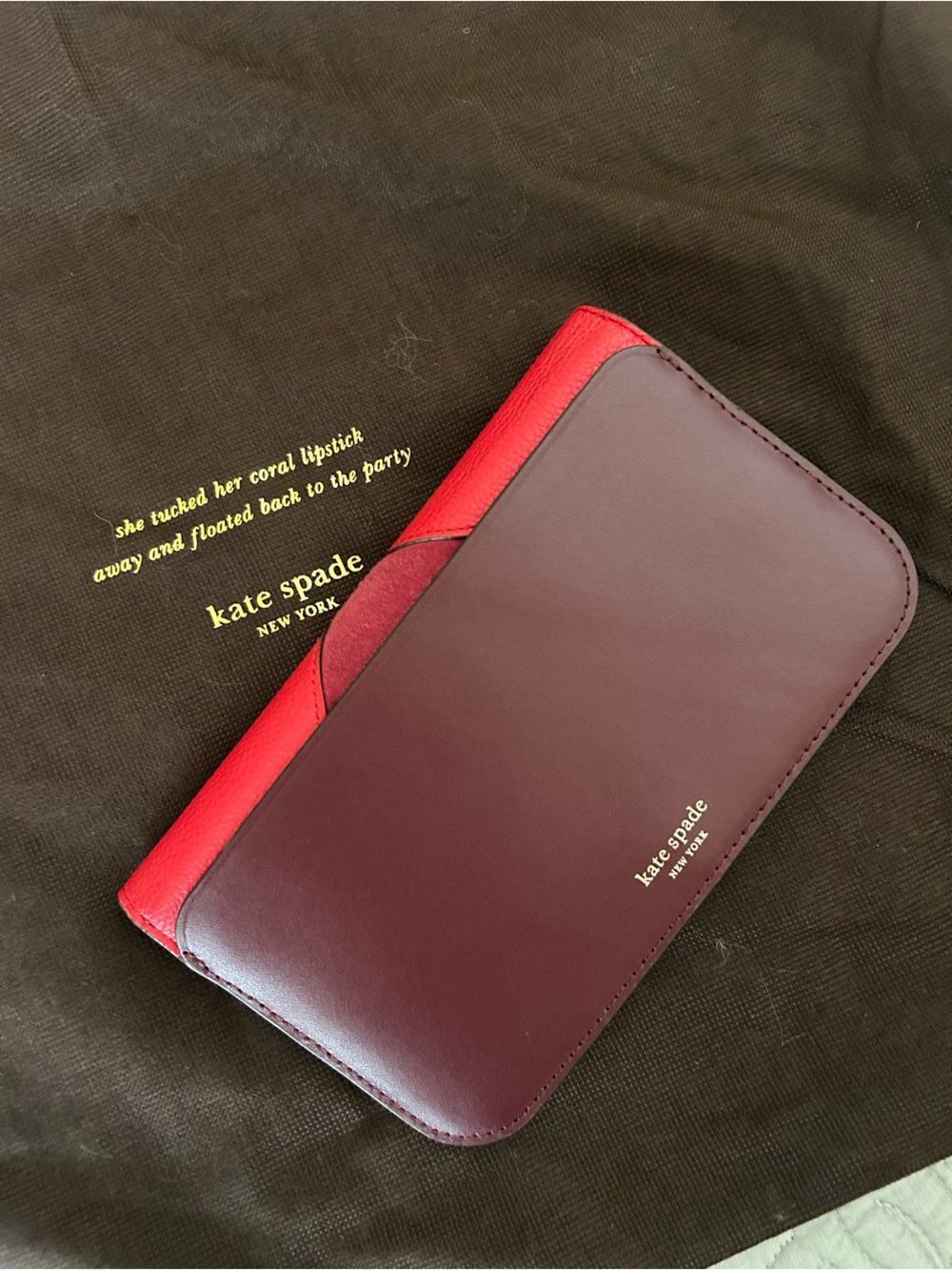 kate spade Colorblock Burgundy and Red Continental Wallet - Picture 3 of 6